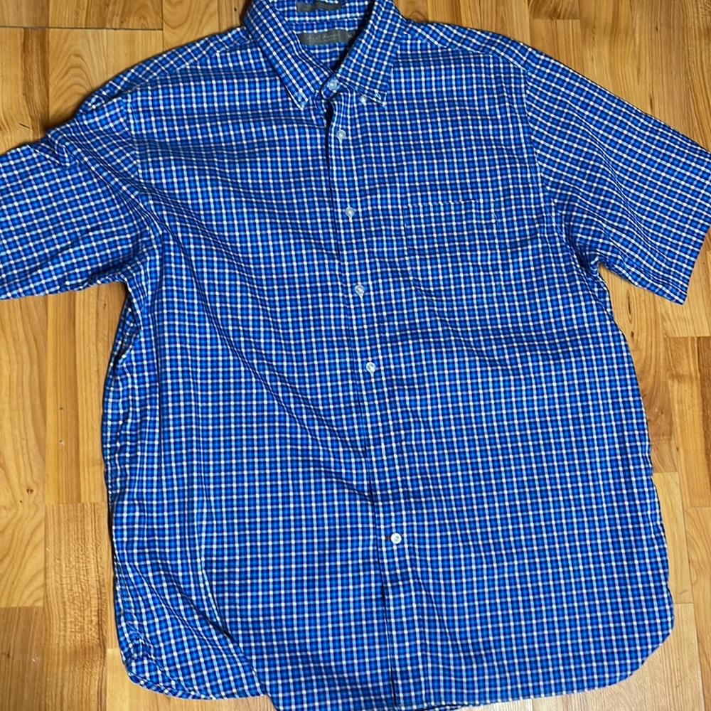 Daniel Cremieax Mens Shirt Signature Collection XL Button Blue Plaid Pocket